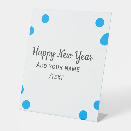 Blue polkadots happy new year add name messasimple 台座サイン (正面)