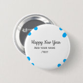 Blue polkadots happy new year add name messasimple 缶バッジ (正面&裏面)