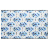 Blue Poppies Floral Wedding Fabric with Monogram ファブリック (ヤード)