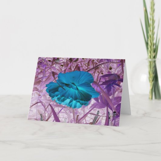 "Blue Poppy"デジタル編集フォト：花、草 カード (正面)