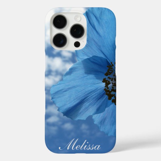 BLUE POPPY Flower Blue Sky(名前つき) Case-Mate iPhoneケース (裏面)