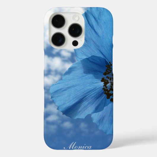 BLUE POPPY Flower Blue Sky（名前つき） Case-Mate iPhoneケース (裏面)