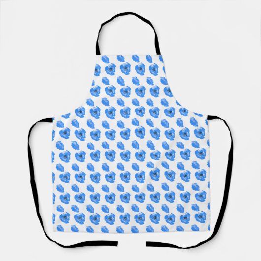 Blue poppy Flowers summer nature pattern エプロン (正面)