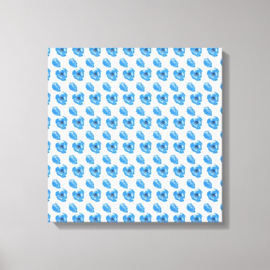 Blue poppy Flowers summer nature pattern  キャンバスプリント (正面)