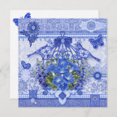 Blue Porcelain Birds and Birdcage Card シーズンカード (正面/裏面)