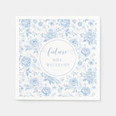 Blue Porcelain Floral Future Mrs Bridal Shower スタンダードカクテルナプキン (正面)