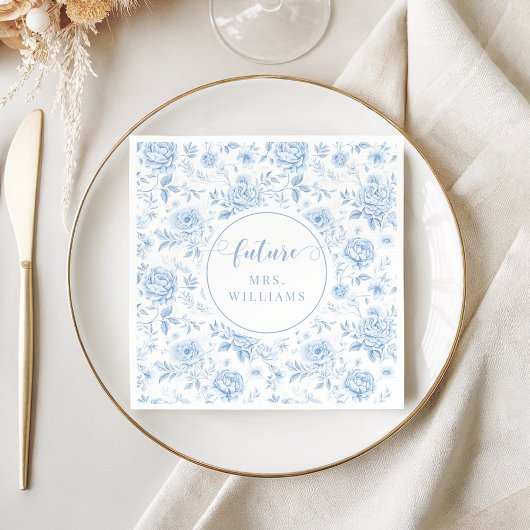 Blue Porcelain Floral Future Mrs Bridal Shower スタンダードカクテルナプキン