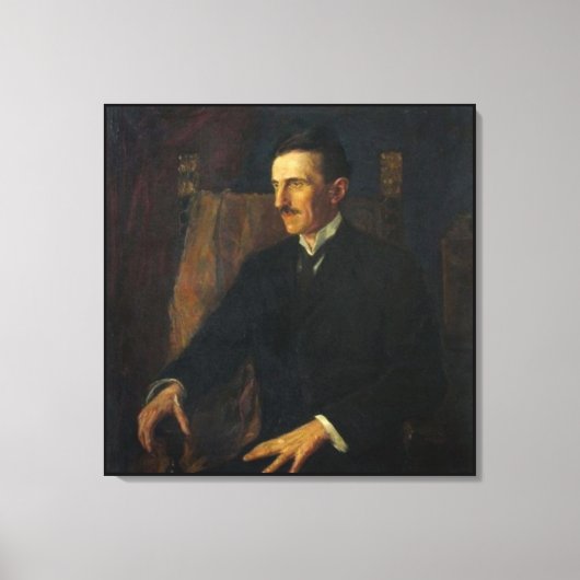 Blue Portrait of Nikola Tesla キャンバスプリント (正面)