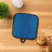 Blue potholder with a subtle dotted pattern  鍋敷き (トップダウン)