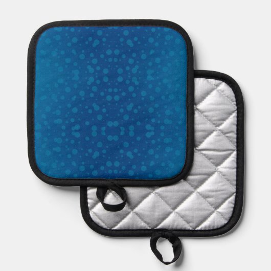 Blue potholder with a subtle dotted pattern 鍋敷き (正面/裏面)