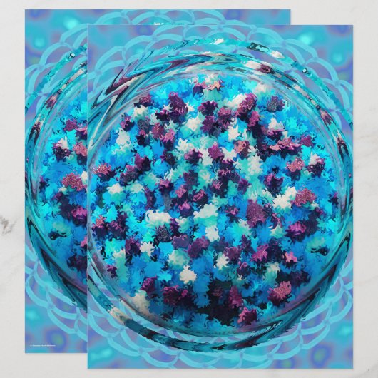 Blue Potpourri Scrapbook Paper 2-Sided Page (正面/裏面)