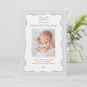 Blue Preppy Birth Announcement 招待状 (スタンド正面)