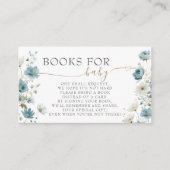 Blue Preppy Flowers Baby Shower Books for Baby エンクロージャーカード (正面)