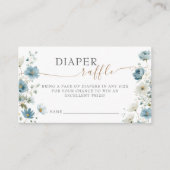 Blue Preppy Flowers Baby Shower Diaper Raffle エンクロージャーカード (正面)