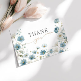 Blue Preppy Flowers Watercolor Baby Shower サンキューカード