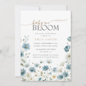 Blue Preppy Flowers Watercolor Baby Shower 招待状 (正面)