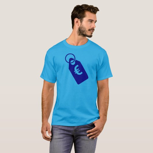 Blue Price Tag with Euro Symbol Tシャツ (正面フル)