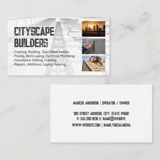 Blue Prints | Construction Contractors 名刺 (正面/裏面)