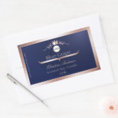 Blue Product Label Rose Gold Frame Logo Monogram 長方形シール (封筒)