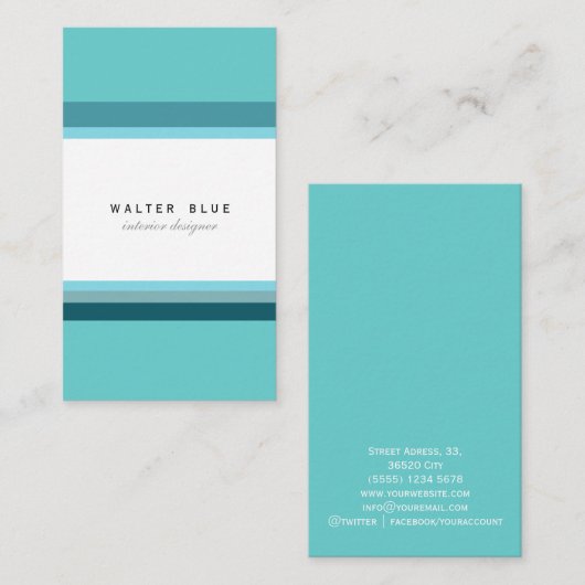 Blue professional corporate elegant modern simple 名刺 (正面/裏面)