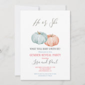 Blue Pumpkin彼または彼女が性別を明かす 招待状 (正面)