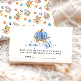 Blue Pumpkin Autumn Baby Shower Diaper raffle エンクロージャーカード