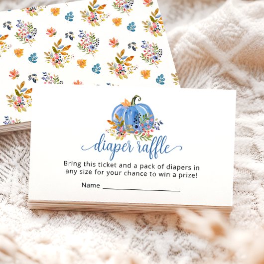 Blue Pumpkin Autumn Baby Shower Diaper raffle エンクロージャーカード