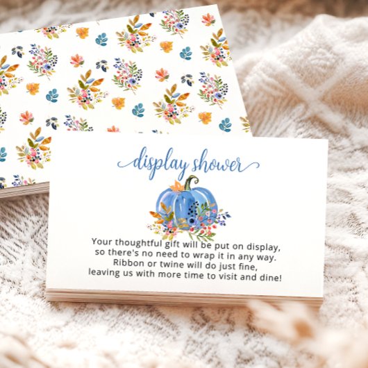Blue Pumpkin Autumn Baby Shower Display Shower エンクロージャーカード