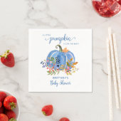 Blue Pumpkin Autumn Floral Baby Shower スタンダードカクテルナプキン (インサイチュ)