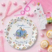 Blue Pumpkin Autumn Whimsical Baby Shower ペーパープレート (パーティー)