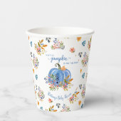 Blue Pumpkin Autumn Whimsical Baby Shower 紙コップ (正面)