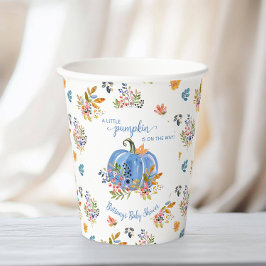 Blue Pumpkin Autumn Whimsical Baby Shower 紙コップ