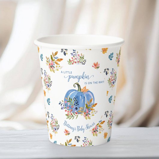 Blue Pumpkin Autumn Whimsical Baby Shower 紙コップ