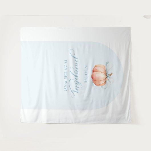 Blue Pumpkin Baby Shower Arch Backdrop Tapestry タペストリー (正面(横))