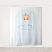 Blue Pumpkin Baby Shower Arch Backdrop Tapestry タペストリー (正面)