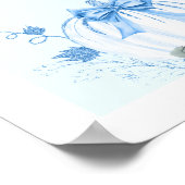 Blue Pumpkin Bow Boy Baby Shower Welcome ポスター (角)