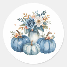 Blue Pumpkin Floral Arrangement ラウンドシール