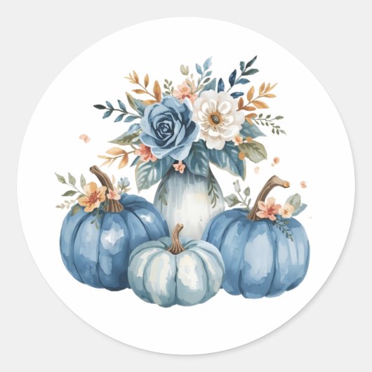 Blue Pumpkin Floral Arrangement ラウンドシール (正面)