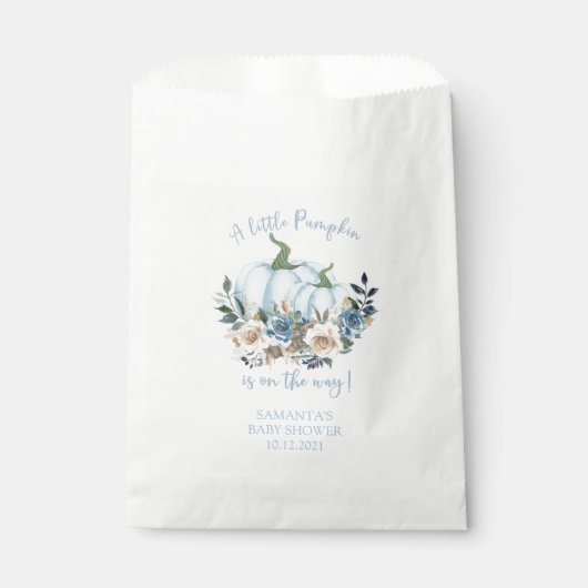 Blue Pumpkin Floral Baby Shower Favor Bag フェイバーバッグ (正面)