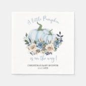 Blue Pumpkin Floral Boy Baby Shower スタンダードカクテルナプキン (正面)