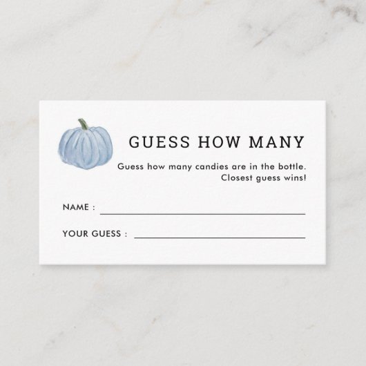 Blue Pumpkin: Guess How Many Candy Bridal Shower G エンクロージャーカード (正面)