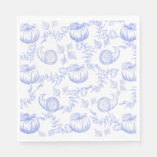 Blue Pumpkin Toile Luncheon Napkin スタンダードランチョンナプキン (正面)