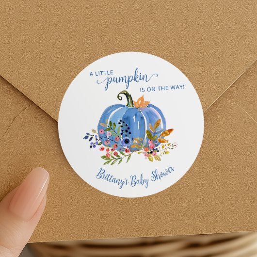 Blue Pumpkin Whimsical Baby Shower ラウンドシール