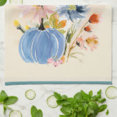 Blue Pumpkin & Wildflower Watercolor キッチンタオル (折り畳み)