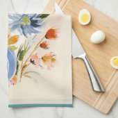 Blue Pumpkin & Wildflower Watercolor キッチンタオル (四つ折り)