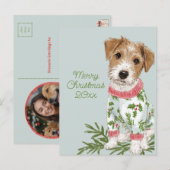 Blue Puppy in Pajamas Flat シーズンポストカード (正面/裏面)