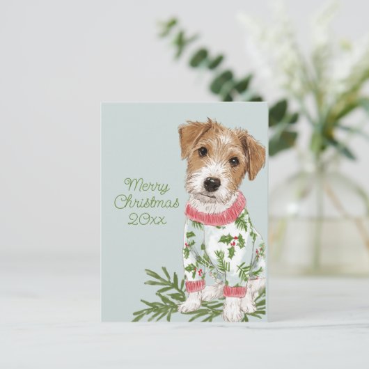 Blue Puppy in Pajamas Flat シーズンポストカード (スタンド正面)