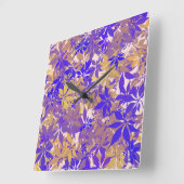  Blue Purple and Bronze Chestnut Leaves スクエア壁時計 (傾斜)