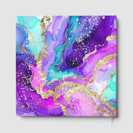 Blue, Purple and Gold Ink Birthday Party ゲストブック (裏面)