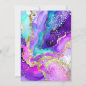 Blue, Purple and Gold Ink Birthday Party サンキューカード (裏面)